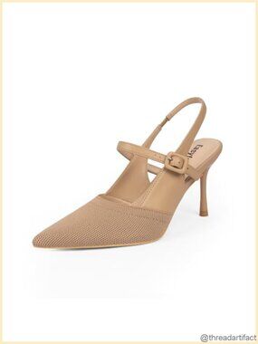 Easyfox Slingback Stiletto Pumps Closed Toe Knit Wedding Heels